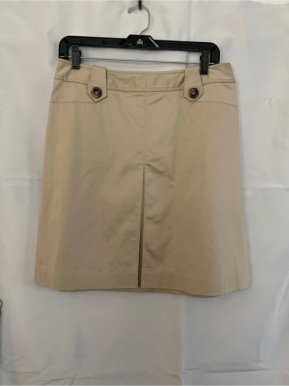 White House Black Market Beige A-Line Skirt with Front Vent